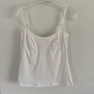HANRO white on white print cami tank camisole cups XS swirls sport